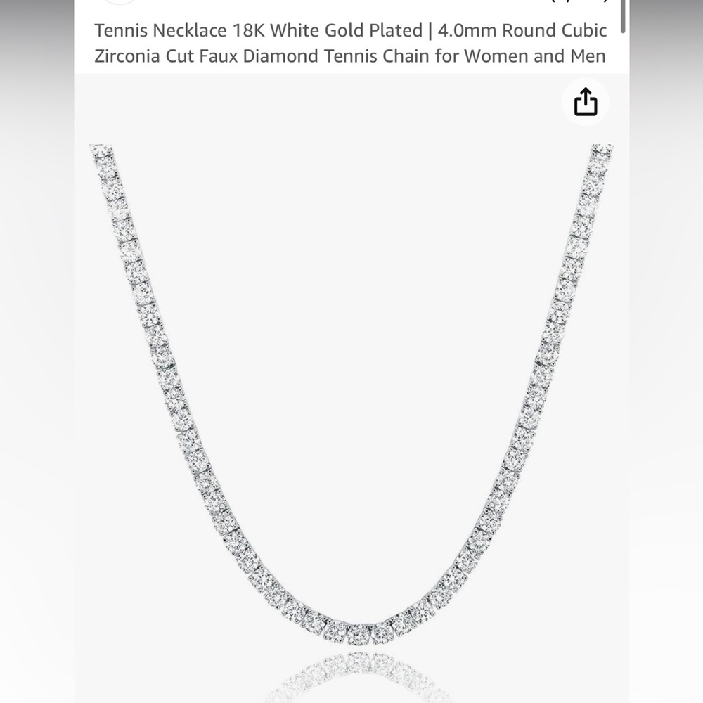 Tennis necklace 18K white gold plated- NEVER BEEN WORN